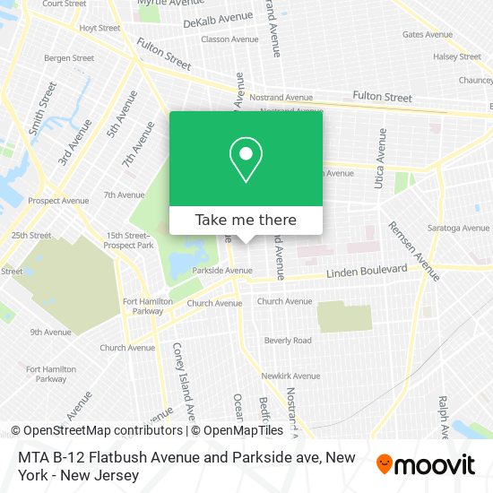 MTA B-12 Flatbush Avenue and Parkside ave map
