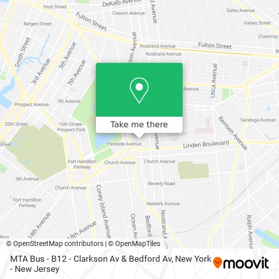 MTA Bus - B12 - Clarkson Av & Bedford Av map