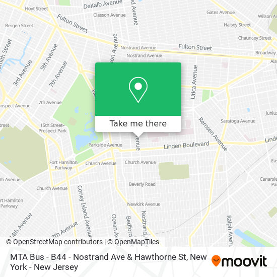 Mapa de MTA Bus - B44 - Nostrand Ave & Hawthorne St