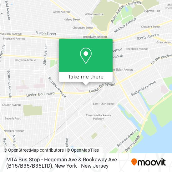 Mapa de MTA Bus Stop - Hegeman Ave & Rockaway Ave (B15 / B35 / B35LTD)
