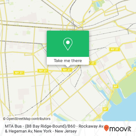 MTA Bus - (B8 Bay Ridge-Bound) / B60 - Rockaway Av & Hegeman Av map