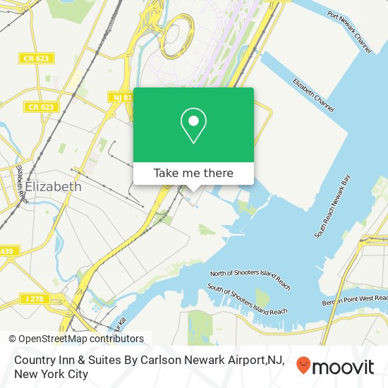 Mapa de Country Inn & Suites By Carlson Newark Airport,NJ