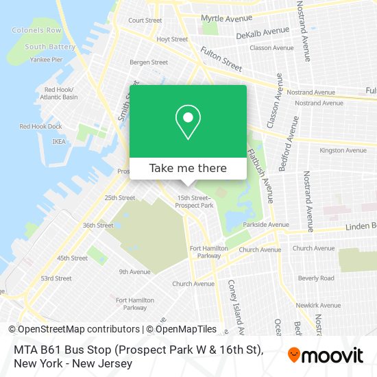 Mapa de MTA B61 Bus Stop (Prospect Park W & 16th St)