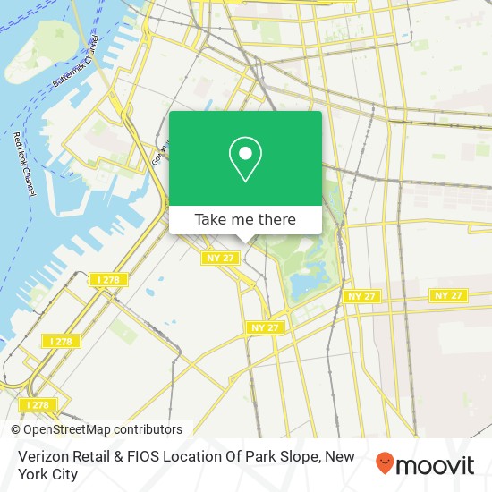 Mapa de Verizon Retail & FIOS Location Of Park Slope