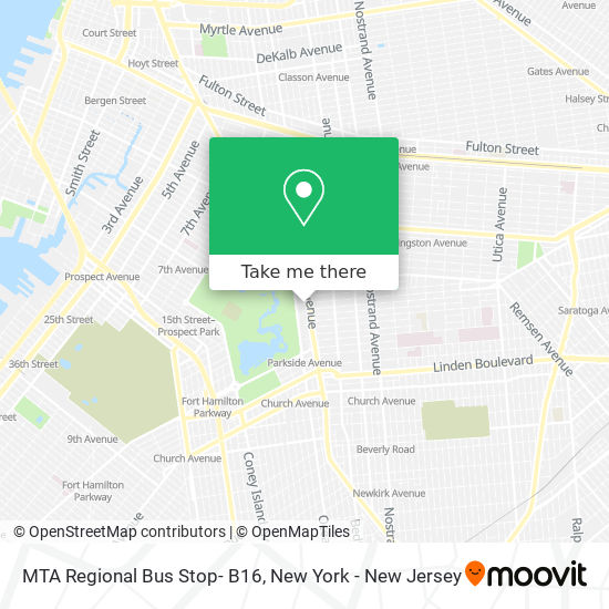 MTA Regional Bus Stop- B16 map
