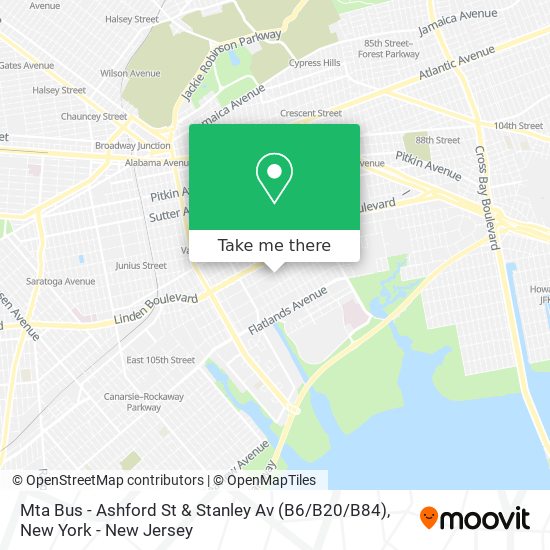 Mapa de Mta Bus - Ashford St & Stanley Av (B6 / B20 / B84)