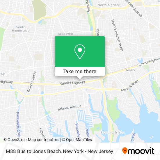 Mapa de M88 Bus to Jones Beach