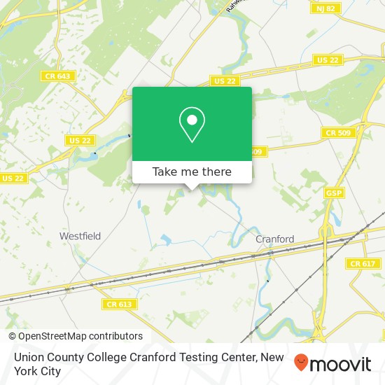 Union County College Cranford Testing Center map