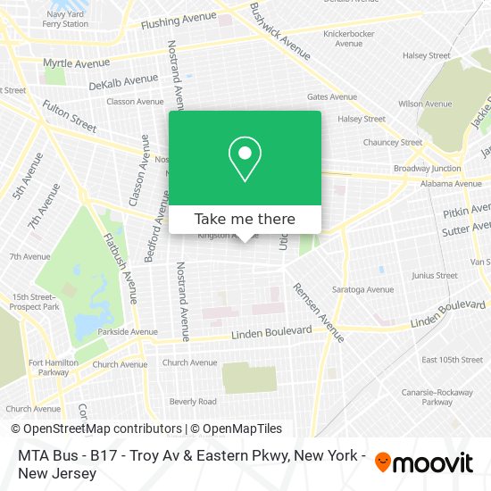 Mapa de MTA Bus - B17 - Troy Av & Eastern Pkwy