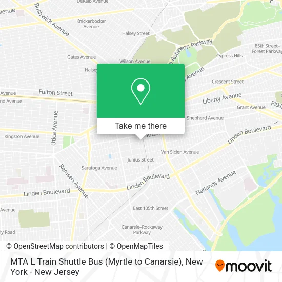 MTA L Train Shuttle Bus (Myrtle to Canarsie) map