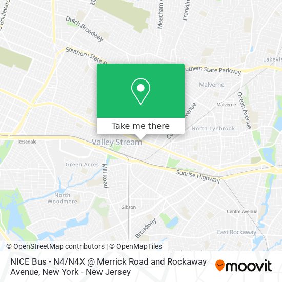 Mapa de NICE Bus - N4 / N4X @ Merrick Road and Rockaway Avenue
