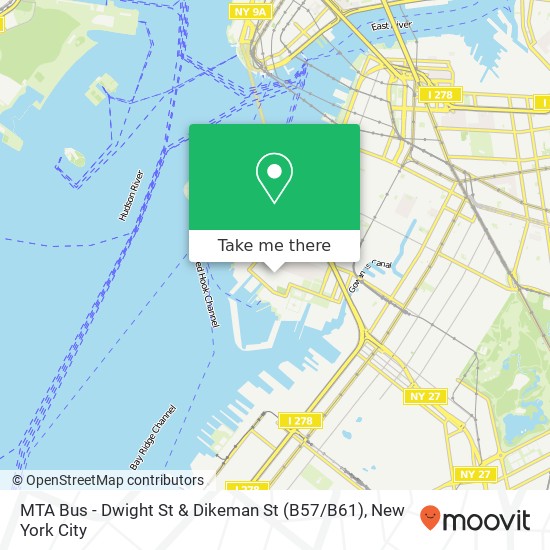 MTA Bus - Dwight St & Dikeman St (B57 / B61) map