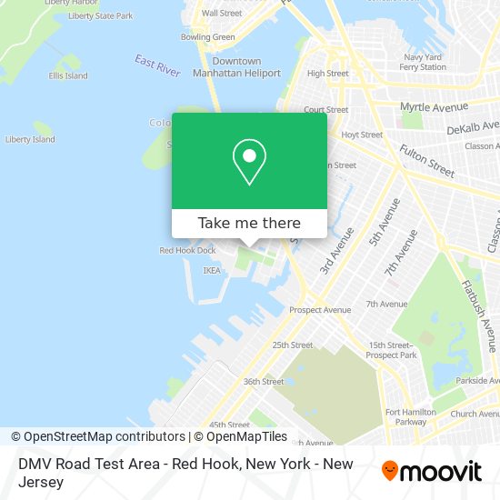 DMV Road Test Area - Red Hook map