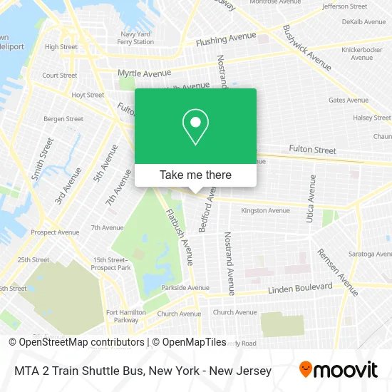 MTA 2 Train Shuttle Bus map