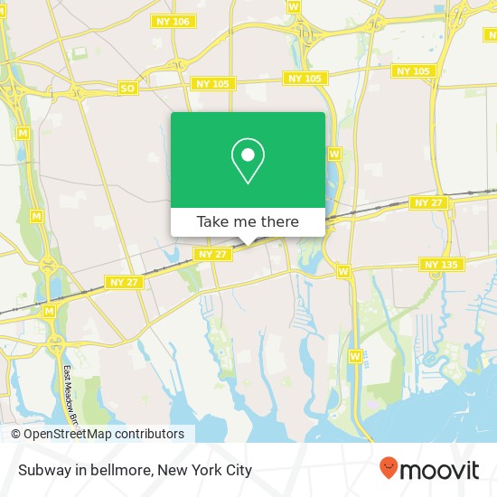 Mapa de Subway in bellmore