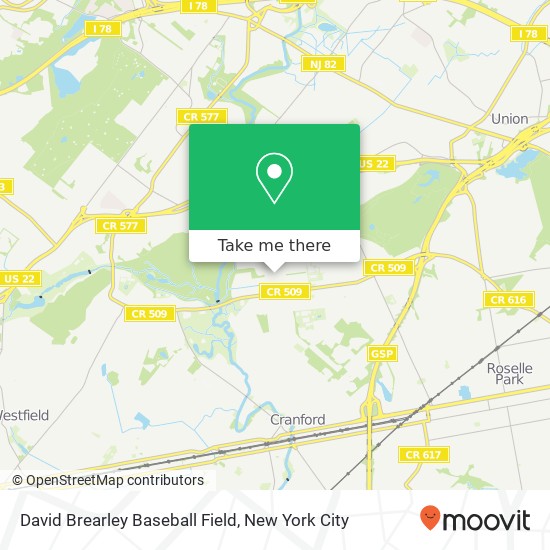 David Brearley Baseball Field map