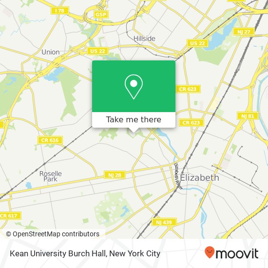 Mapa de Kean University Burch Hall