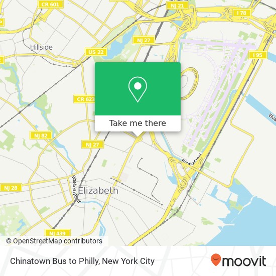 Chinatown Bus to Philly map