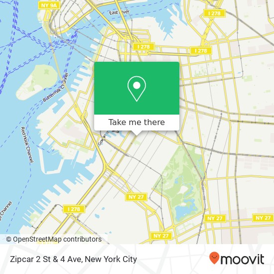 Zipcar 2 St & 4 Ave map