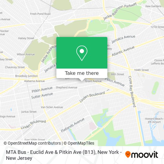 Mapa de MTA Bus - Euclid Ave & Pitkin Ave (B13)
