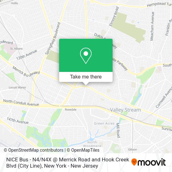 NICE Bus - N4 / N4X @ Merrick Road and Hook Creek Blvd (City Line) map