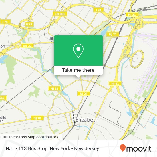 NJT - 113 Bus Stop map
