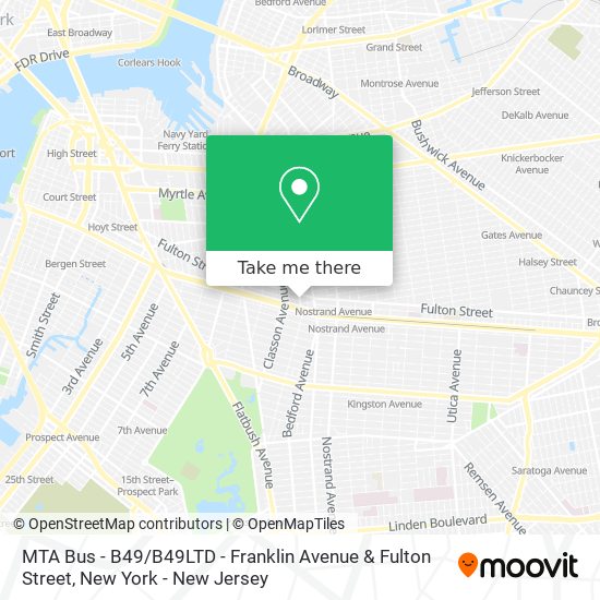 Mapa de MTA Bus - B49 / B49LTD - Franklin Avenue & Fulton Street