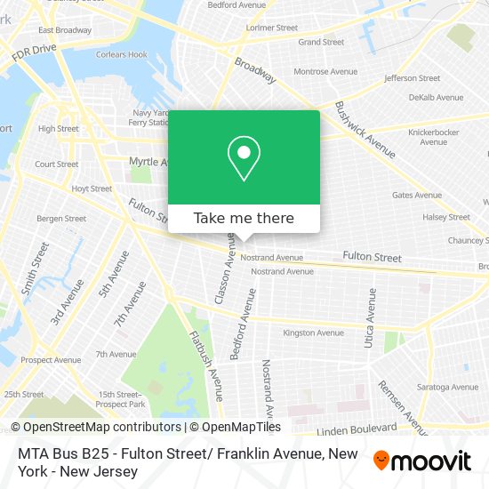MTA Bus B25 - Fulton Street/ Franklin Avenue map