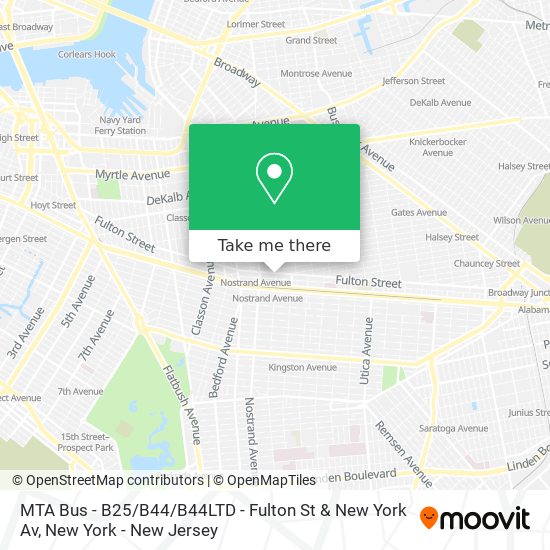 MTA Bus - B25 / B44 / B44LTD - Fulton St & New York Av map