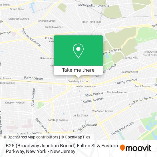 B25 (Broadway Junction Bound) Fulton St & Eastern Parkway map