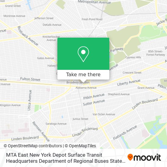 Mapa de MTA East New York Depot Surface Transit Headquarters Department of Regional Buses State of New York