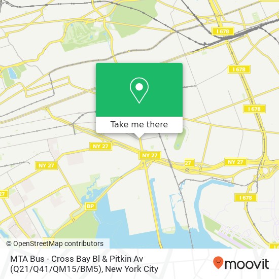 Mapa de MTA Bus - Cross Bay Bl & Pitkin Av (Q21 / Q41 / QM15 / BM5)