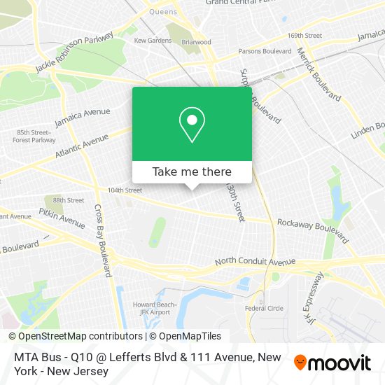 Mapa de MTA Bus - Q10 @ Lefferts Blvd & 111 Avenue