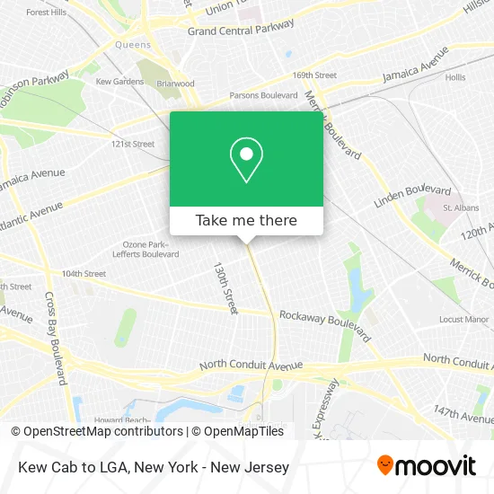 Kew Cab to LGA map