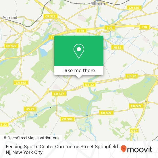 Fencing Sports Center Commerce Street Springfield Nj map