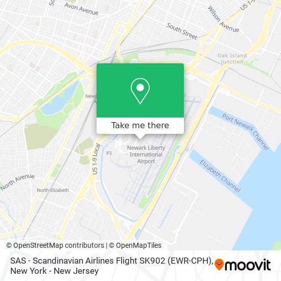 SAS - Scandinavian Airlines Flight SK902 (EWR-CPH) map