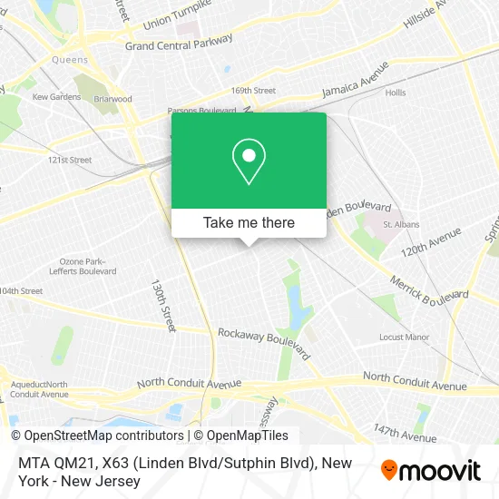 MTA QM21, X63 (Linden Blvd / Sutphin Blvd) map