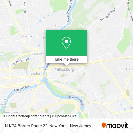 NJ/PA Border Route 22 map