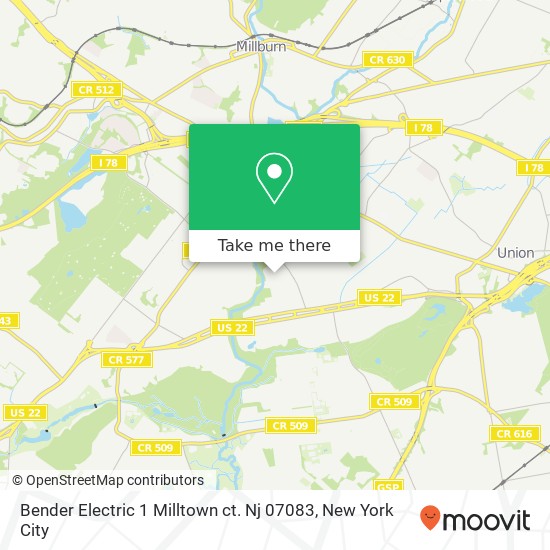 Mapa de Bender Electric 1 Milltown ct. Nj 07083