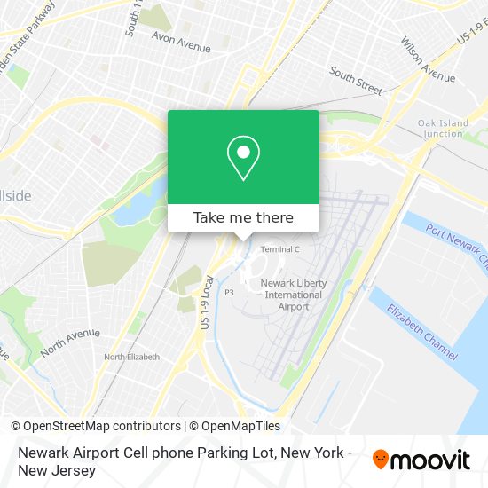 Mapa de Newark Airport Cell phone Parking Lot