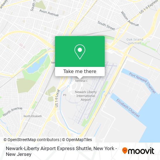Mapa de Newark-Liberty Airport Express Shuttle