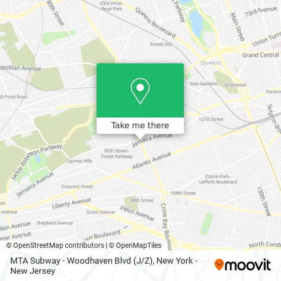 Mapa de MTA Subway - Woodhaven Blvd (J / Z)