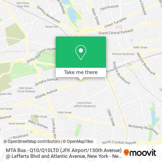 Mapa de MTA Bus - Q10 / Q10LTD (JFK Airport / 150th Avenue) @ Lefferts Blvd and Atlantic Avenue