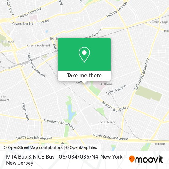 MTA Bus & NICE Bus - Q5 / Q84 / Q85 / N4 map