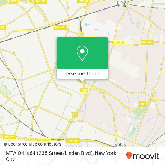 Mapa de MTA Q4, X64 (235 Street / Linden Blvd)