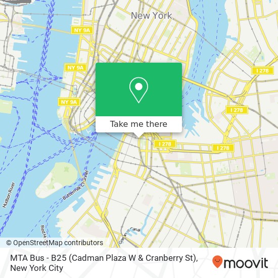 Mapa de MTA Bus - B25 (Cadman Plaza W & Cranberry St)