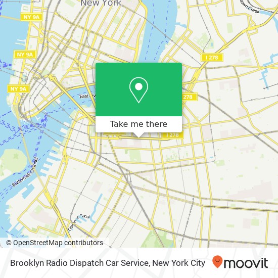 Mapa de Brooklyn Radio Dispatch Car Service