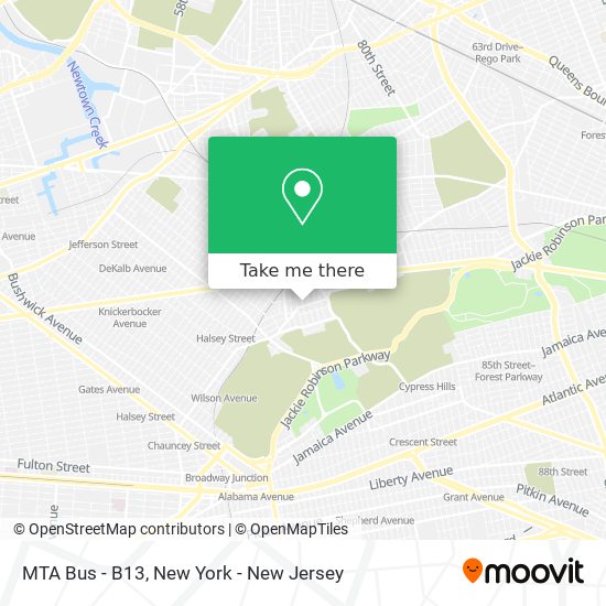 Mapa de MTA Bus - B13