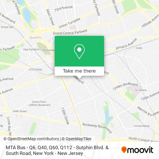 Mapa de MTA Bus - Q6, Q40, Q60, Q112 - Sutphin Blvd. & South Road