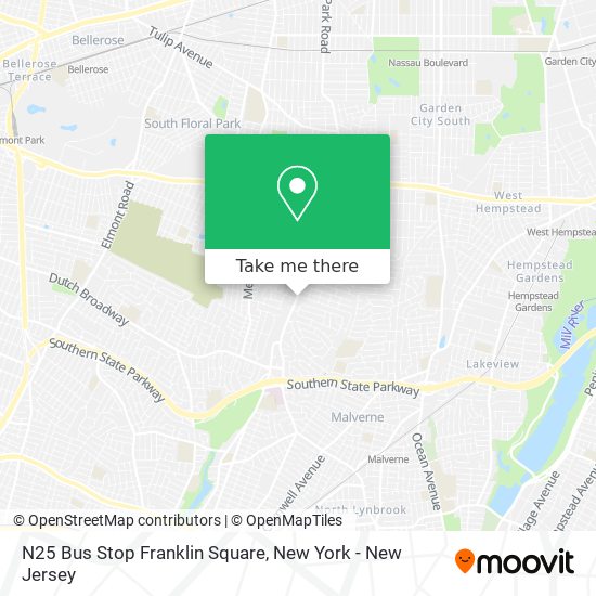 N25 Bus Stop Franklin Square map